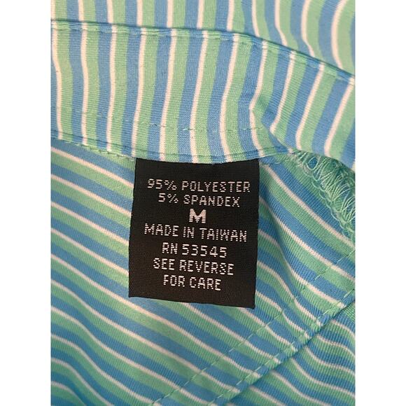 Craig Reagin Clothiers Green White Horizontal Stripe Polo Golf Shirt Medium - Picture 4 of 7